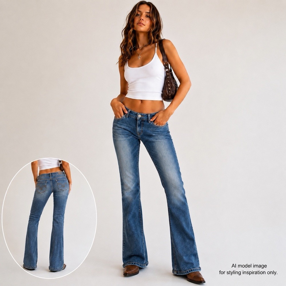 Silver Jeans Tina Women's 31/33 Low Rise Bootcut Medium Wash Y2K Western Cowgirl
